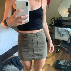 Army green mini skirt